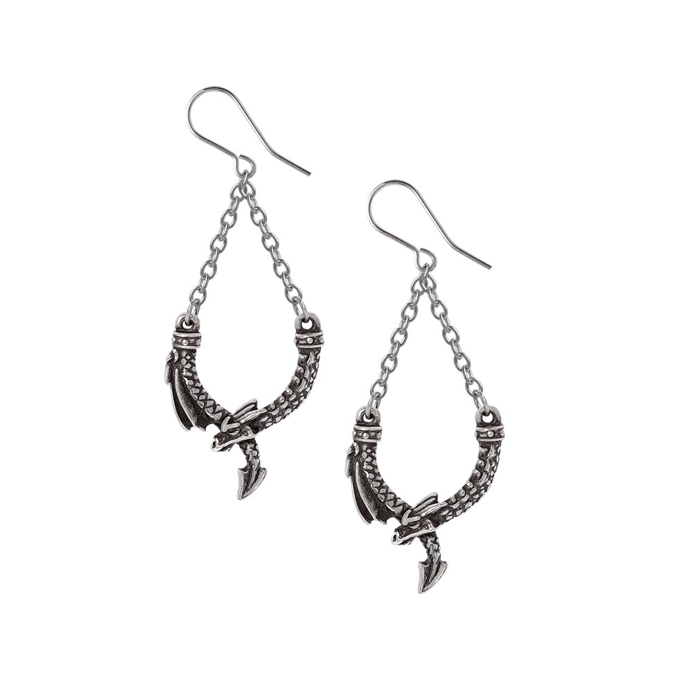 Alchemy - Dragon's Lure Danglers Earrings - Silver coloured